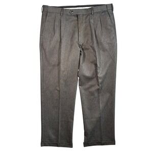 Perry Ellis Portfolio Dress Pants Mens 38x29 Grey Excellent Pleated Cuffed Hem